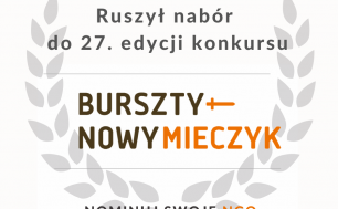 logo bursztynowego mieczyka  z napisem 27 edycja konkursu , nominuj swoje NGO